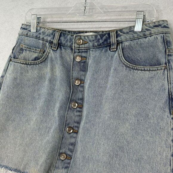 Zara Woman Denim Button Skirt Women’s Size Large Blue Medium Wash Pockets‎ - Picture 3 of 8